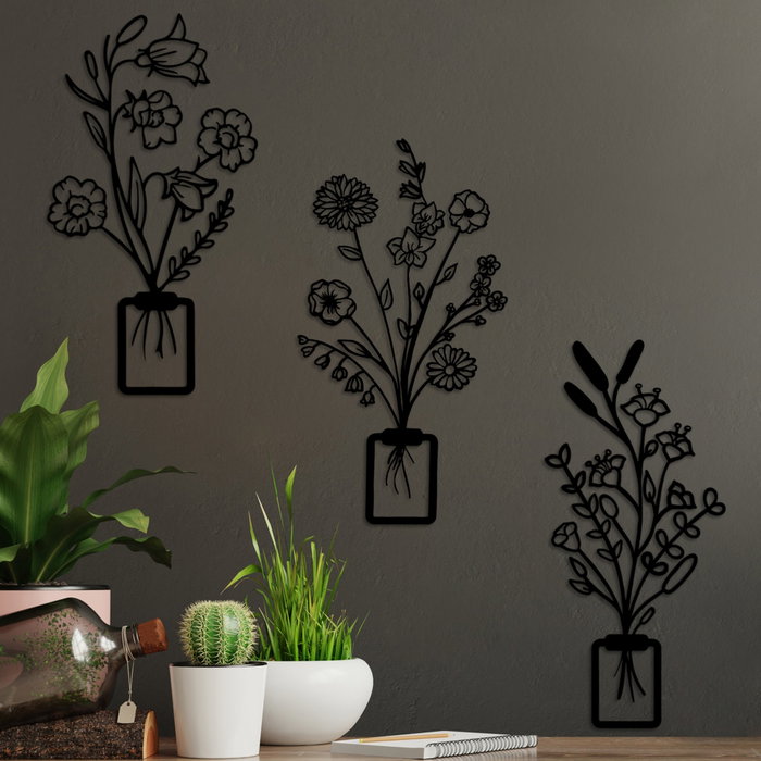 Wallity Erba-1 Conjunto de 3 Piezas de Escultura de Pared en Metal Negro Wallity Erba-1 Conjunto de 3 Piezas de Escultura de Pared en Metal Negro